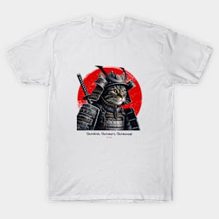 Warrior Cat Samurai Design with Sun Tzu Wisdom T-Shirt